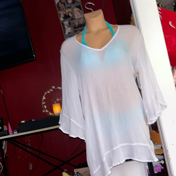 NWT ANNE COLE WHITE OVERSIZED  CHIC CLEAN COVER UP OR LAYERING TOP - Picture 1 of 6